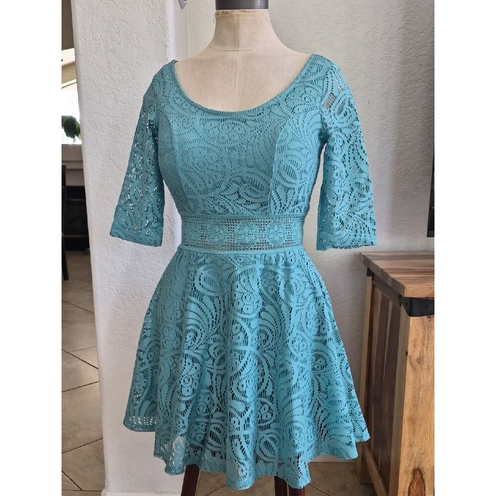 American Rag Cie Embroidery Dress With Embroidery Sheer Waist